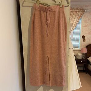 Mango Women's Pink Knit Midi Skirt with Front Slit size small